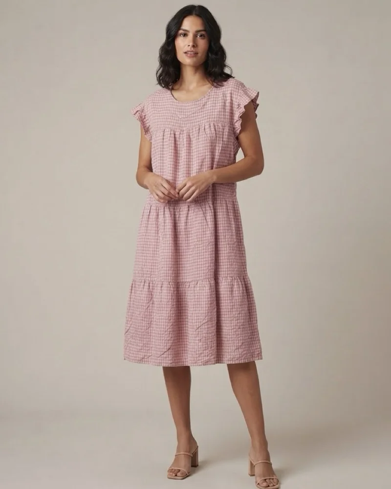 Vestido cream y rouge - imagen 1