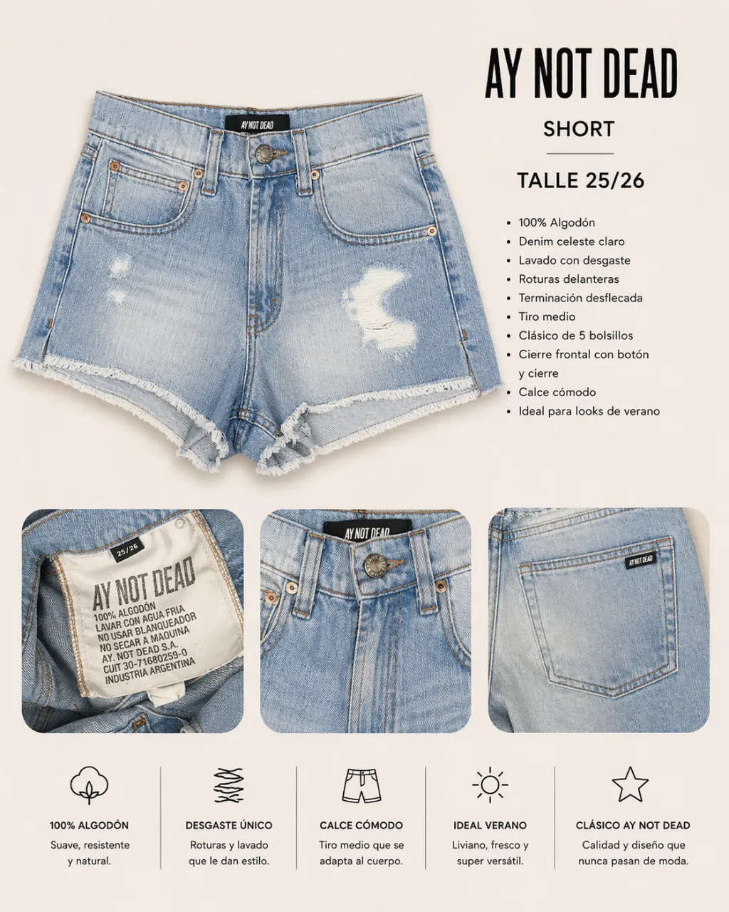 Short Ay Not Dead · Talle MEX/ARG 25