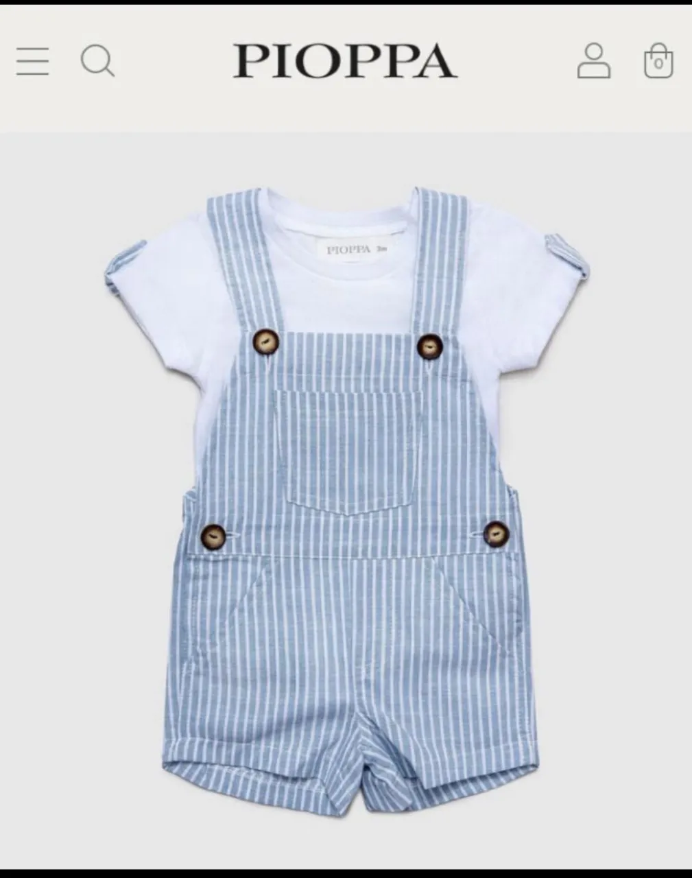 Jardinero corto Pioppa · Talle 12–18 meses / 80 cm