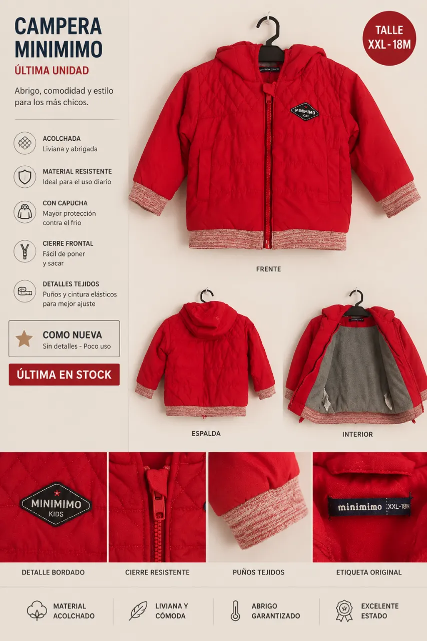 Campera bomber Minimimo · Talle 18–24 meses / 86 cm