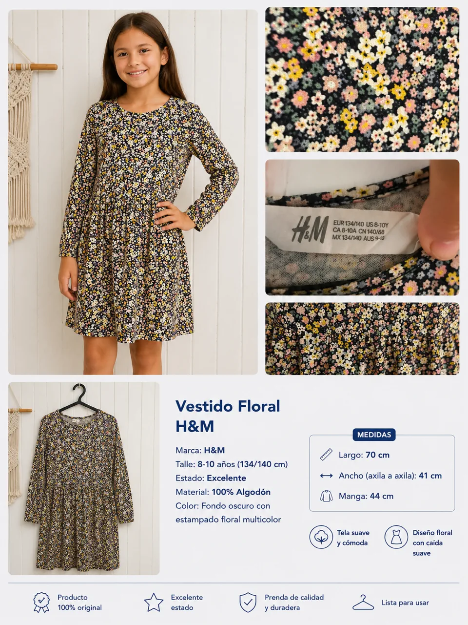 Vestido corto Old Navy · Talle 10 años / 140 cm