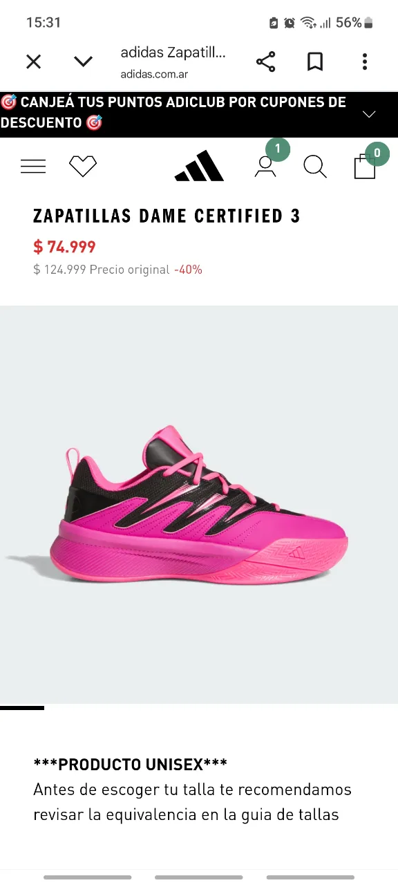 Zapatillas adidas · Talle AR 38