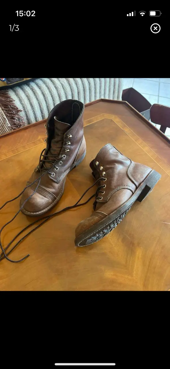Borcegos de cuero marrón, estilo vintage, con cordones y suela de goma resistente. Ideales para un look casual y urbano. modelo 8111 de red wing talle 7.5 (40) 
