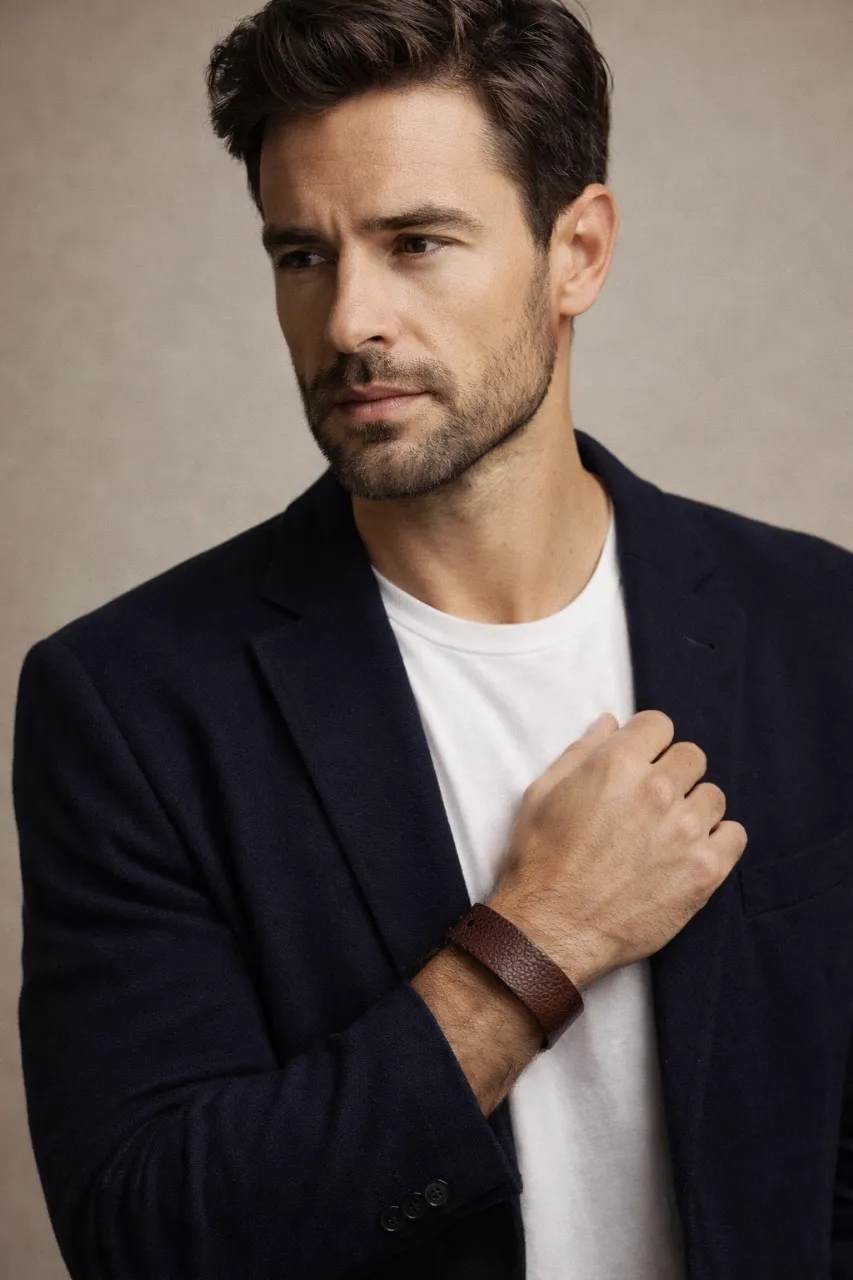 Artículo nuevo, 100% cuero vacuno.pulsera linea hombre. ancho 2.2 cm. cierre con gemelos importados. dos regulaciones 18 cm y 20cm. 